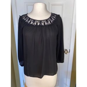 Xhileration black lace blouse